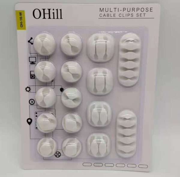 OHILL 16-Pack Self Adhesive Cord Organizers